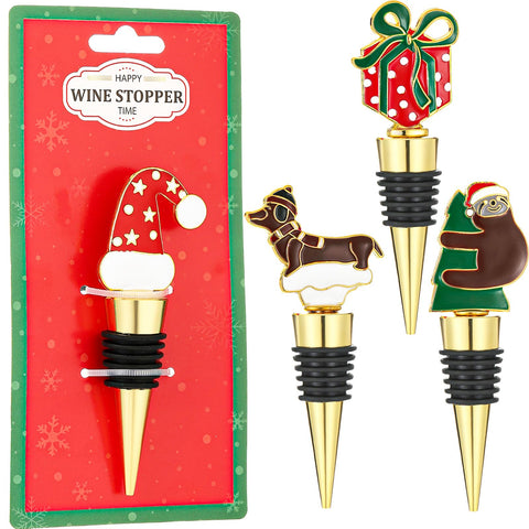 Cesdai gold Christmas hat wine stopper adds festive flair and seals the bottle