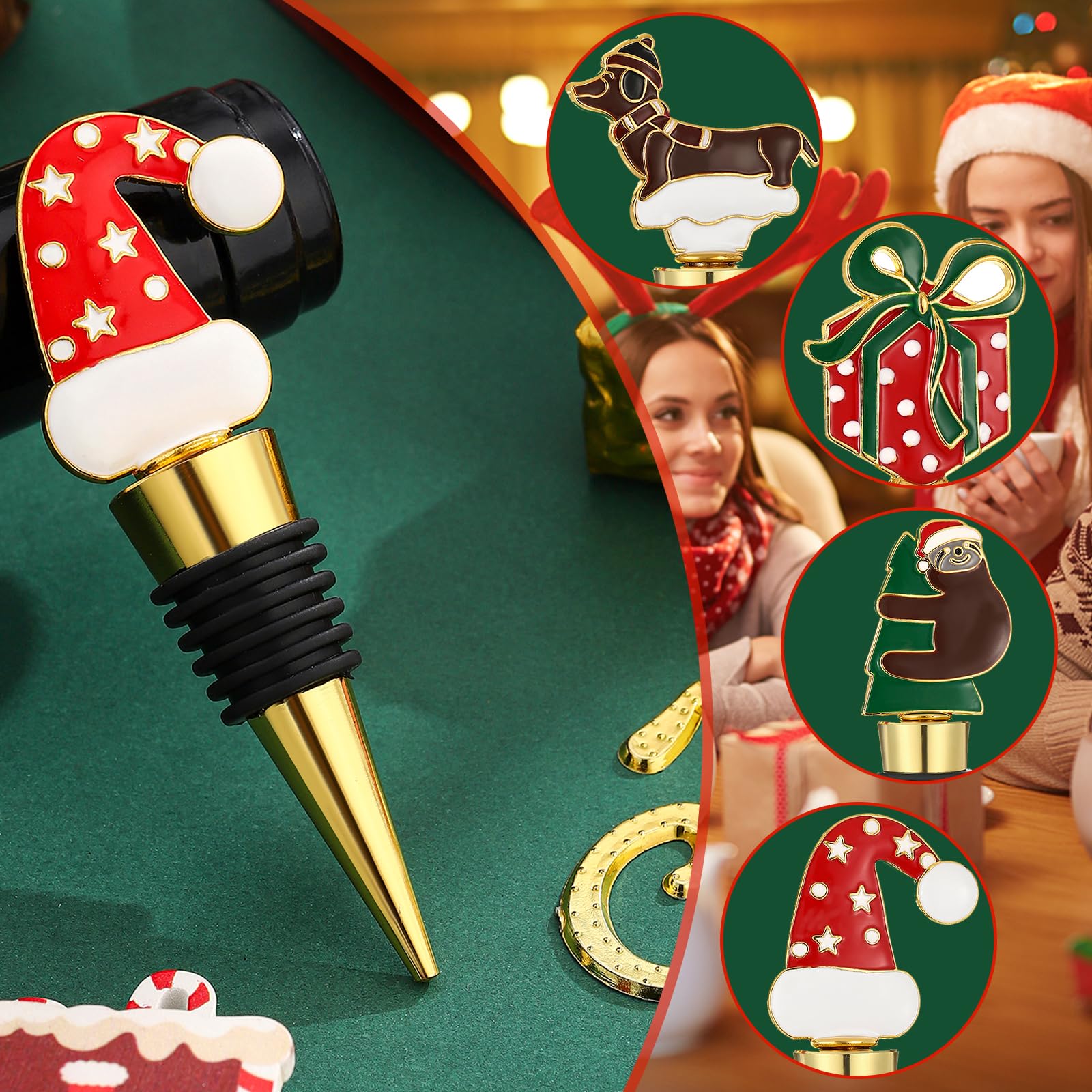 Cesdai gold Christmas tree stopper for stylish bottle presentation and freshness