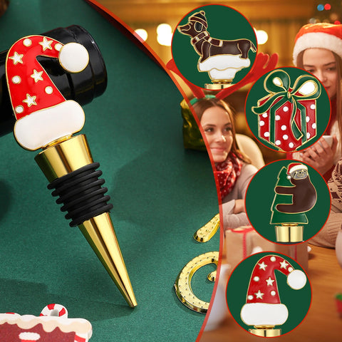 Cesdai gold Christmas tree stopper for stylish bottle presentation and freshness
