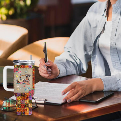 CGMIBAS sewing tumbler gift-ready packaging appeals to quilters.