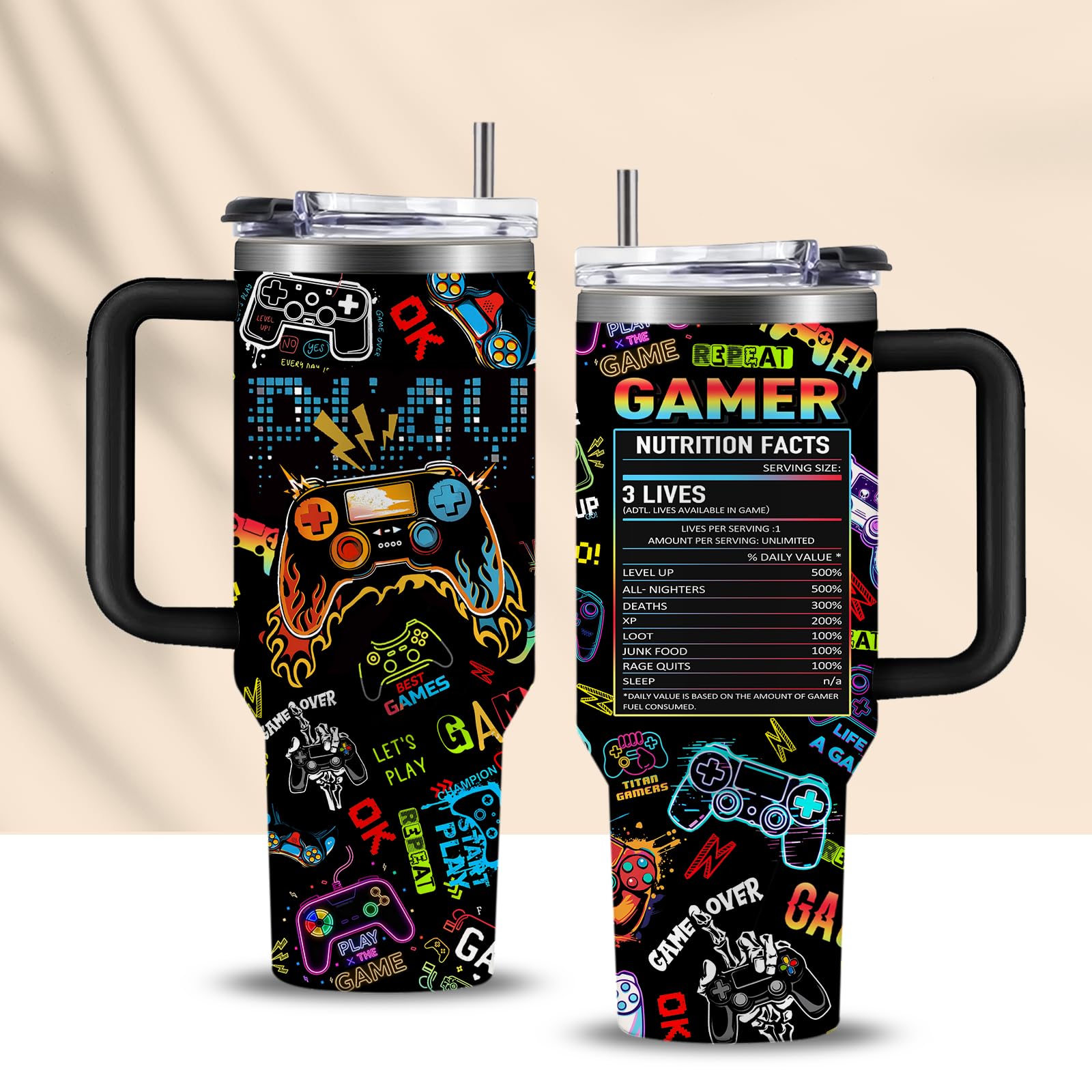 CGMIBAS 40oz tumbler top view highlights colossal gaming capacity