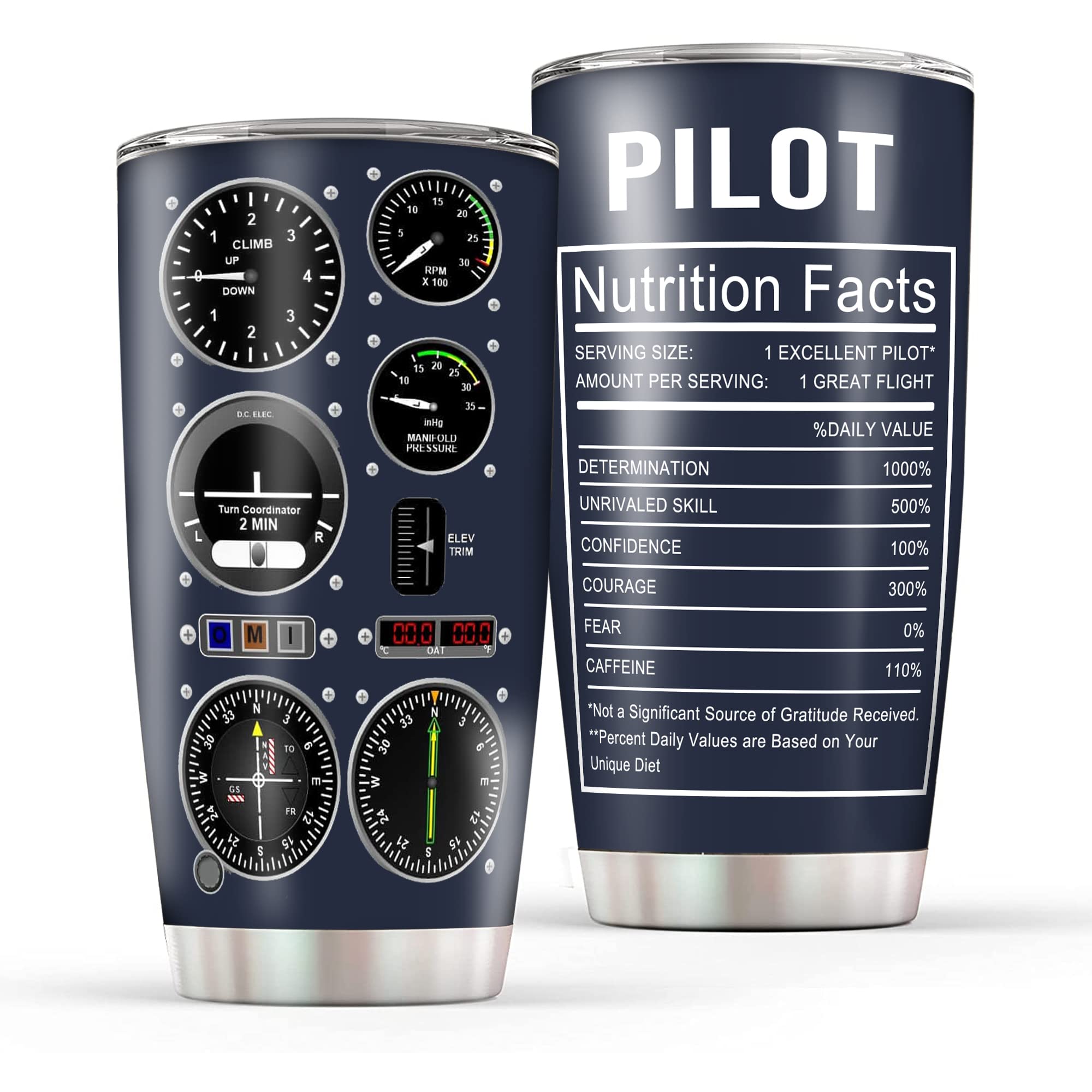 CGMIBAS Pilot Gifts aviation tumbler with lid keeps drinks secure during flights