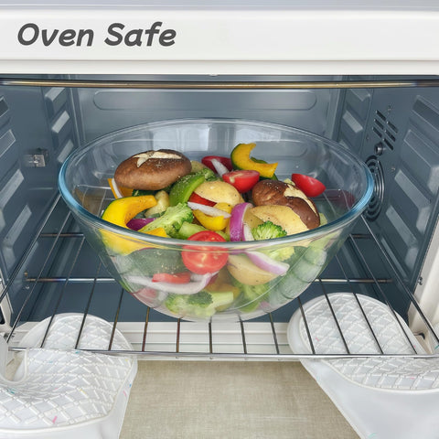 CGNWEEPS clear, stylish bowl shown on a kitchen counter.