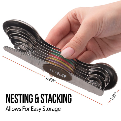 CH1EF magnetic storage spoons neatly nest in a drawer for quick access.