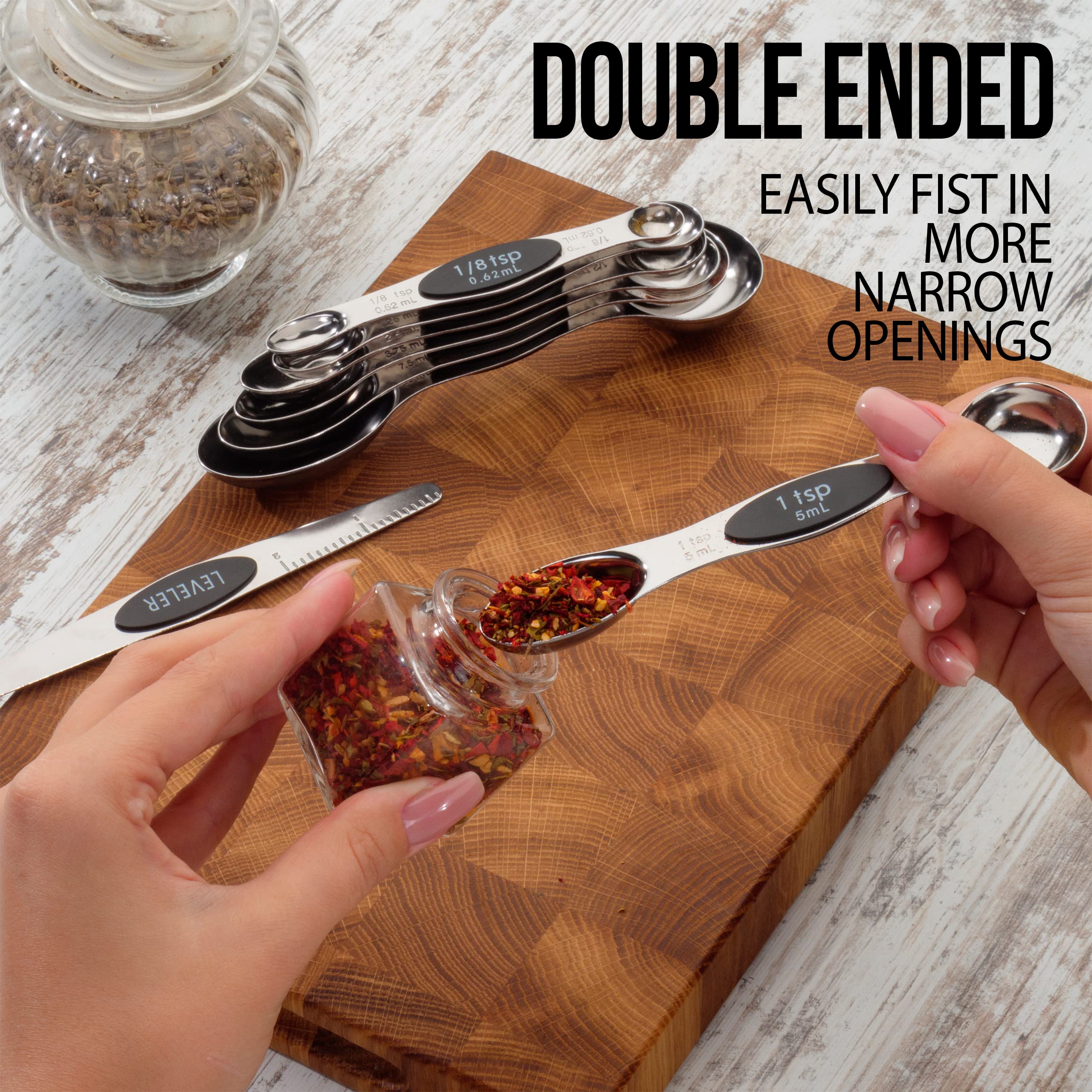 CH1EF spoons with oval end fitting spice jars and jars