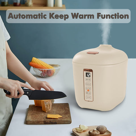 CHACEEF keeps rice warm after cooking with keep-warm mode.