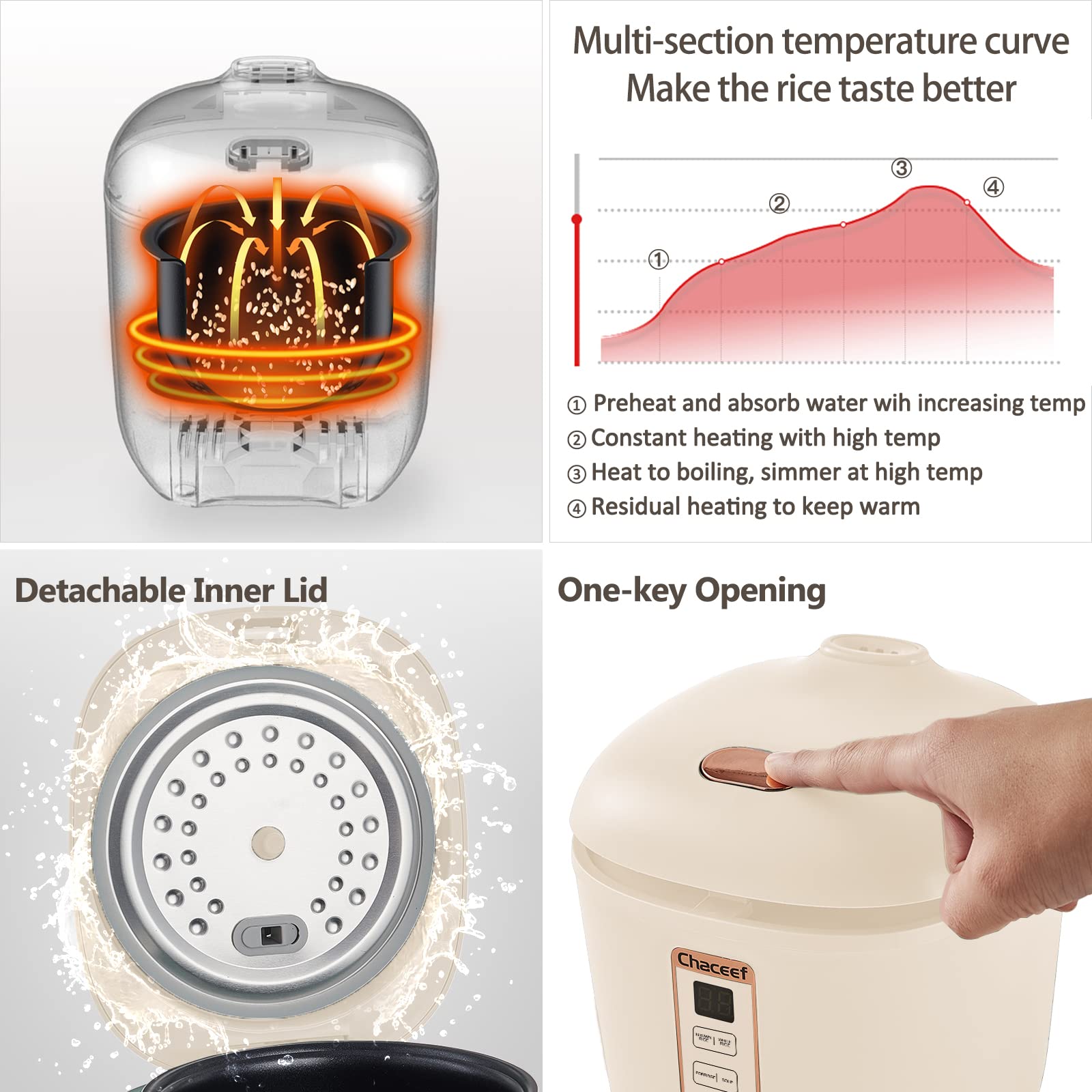 CHACEEF non-stick inner pot allows quick cleanup.