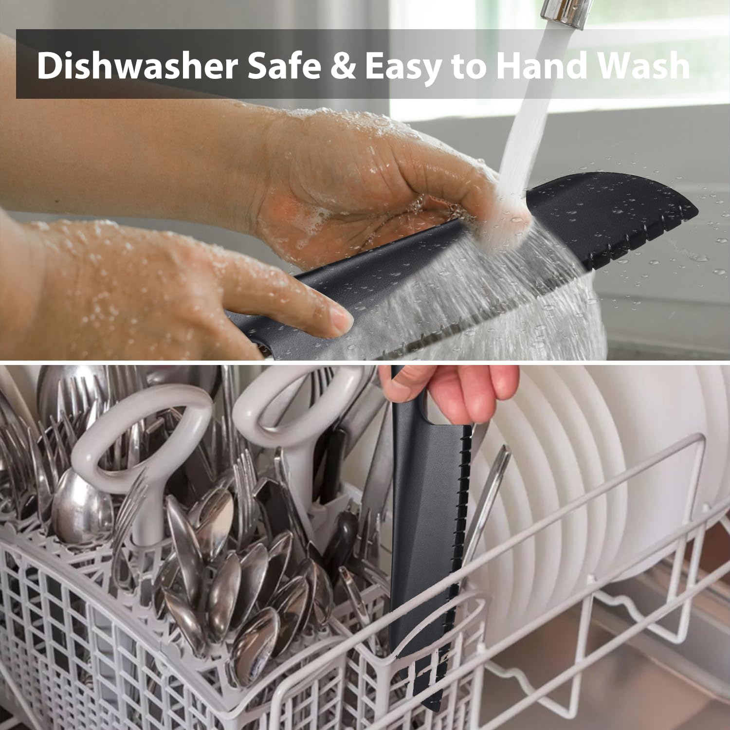 ChaLeeMoo dishwasher-safe nylon knife for simple cleanup.