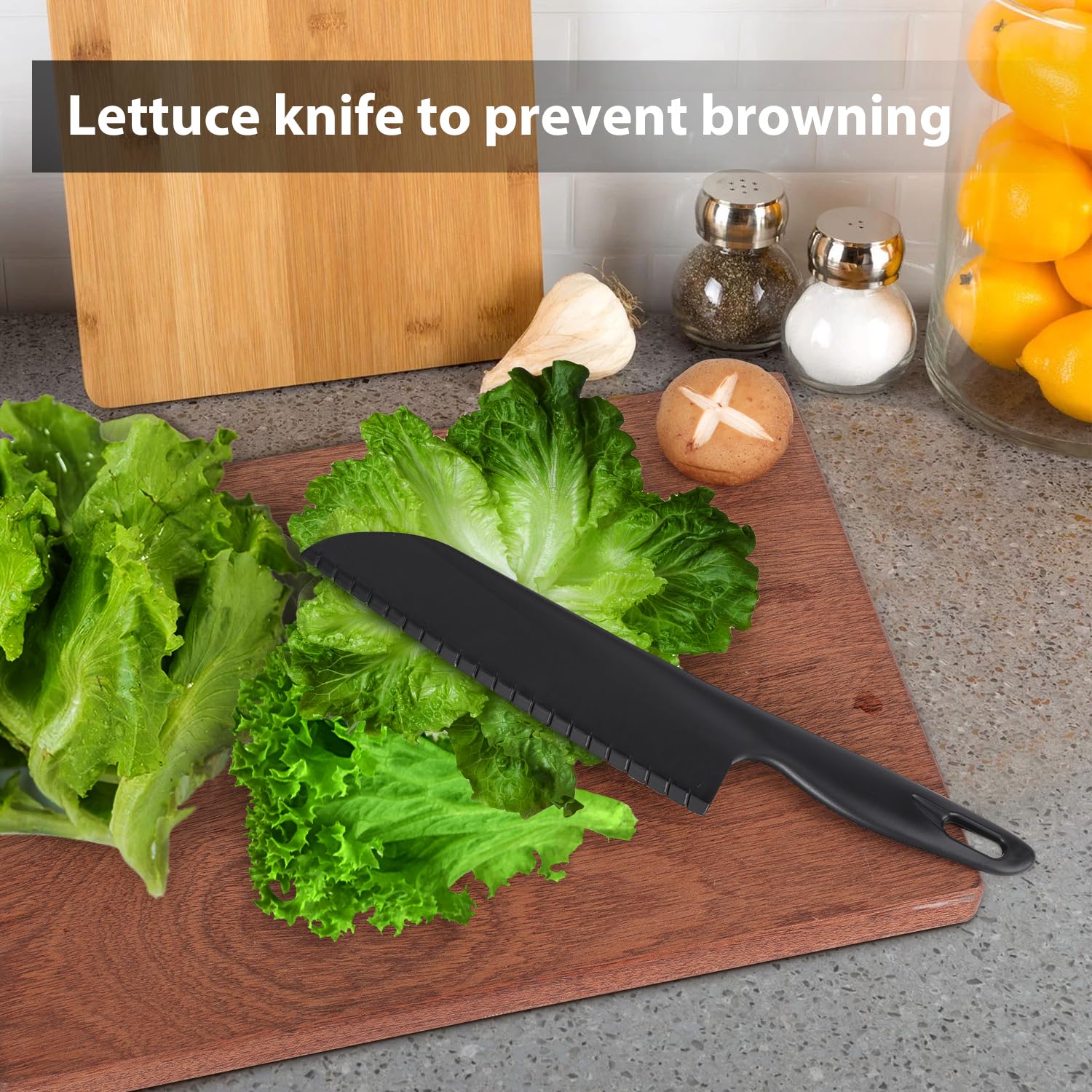 ChaLeeMoo nylon knife for lettuce and salad prep keeps leaves fresh.
