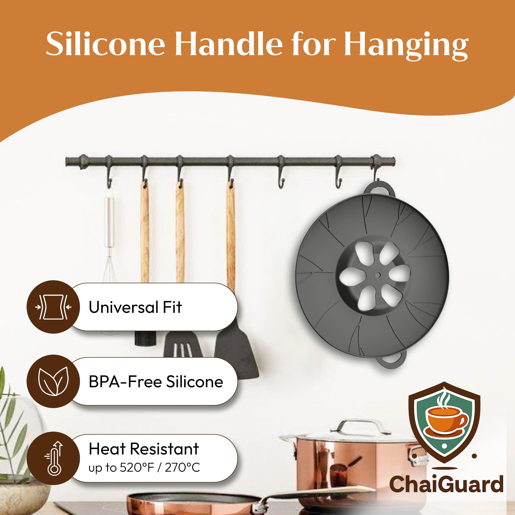 ChaiGuard spill-prevention lid stops boil-overs during chai and tea cooking.