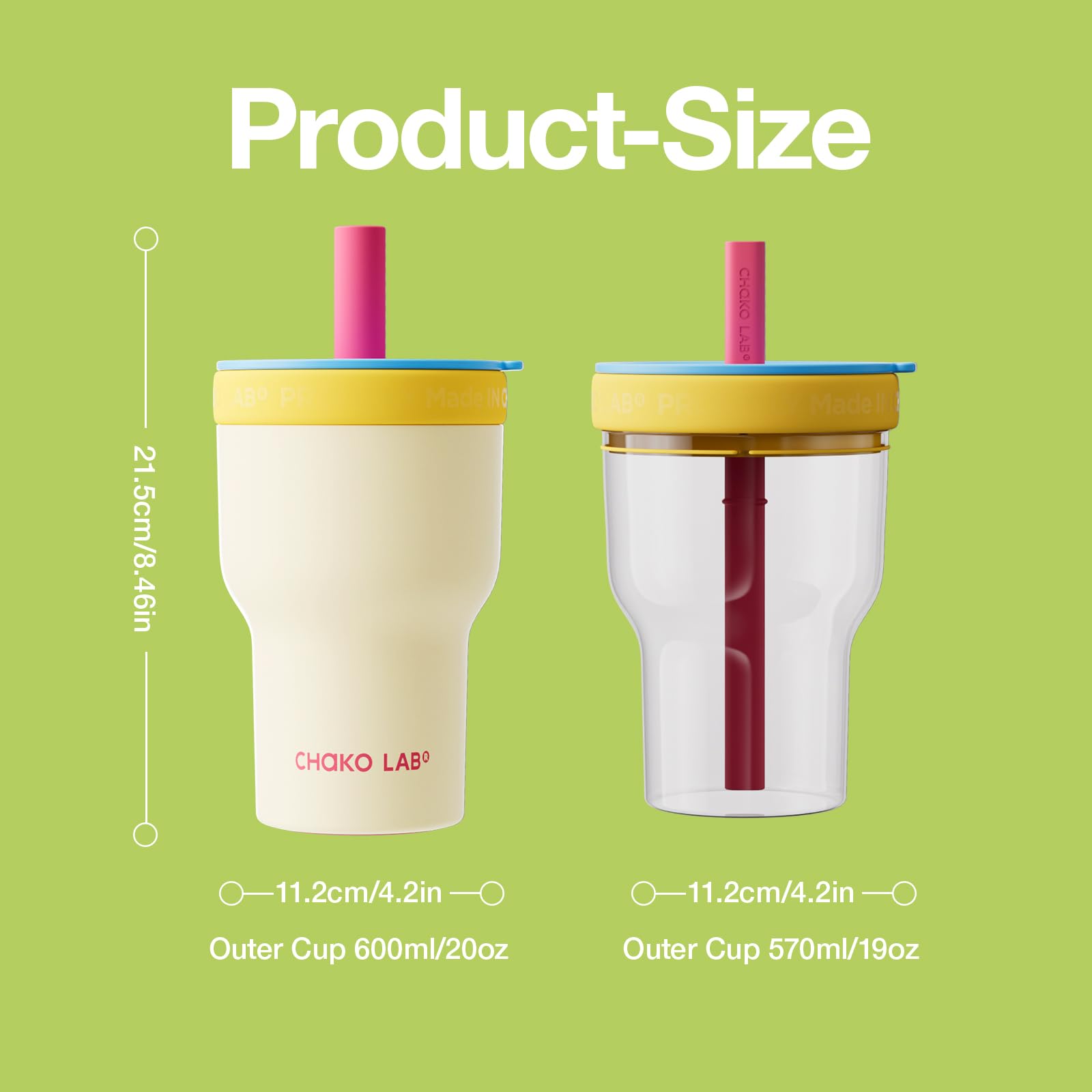 CHAKO LAB 20oz bottle fits car cup holders for daily use.