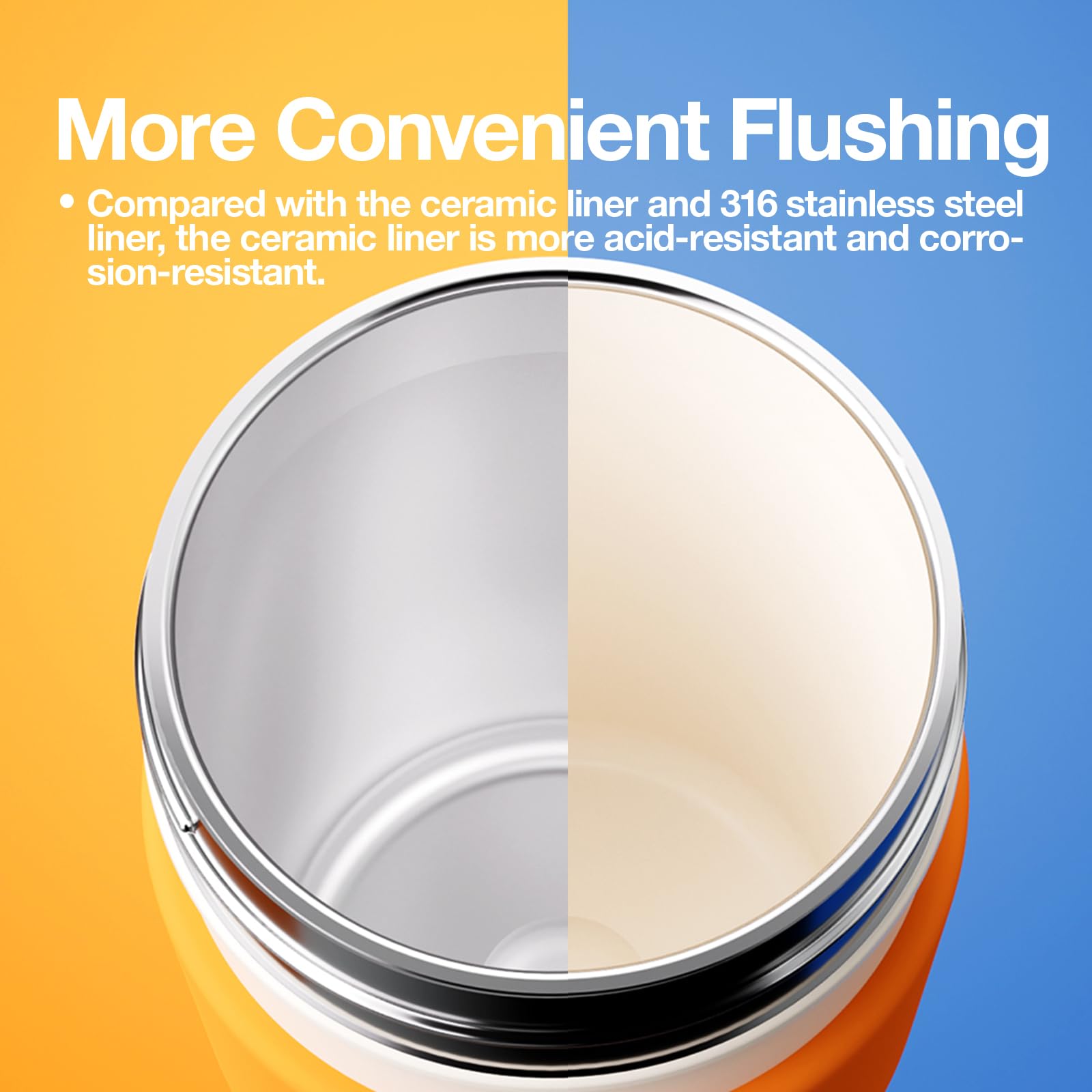 CHAKO LAB ceramic interior on stainless steel for clean-tasting beverages.