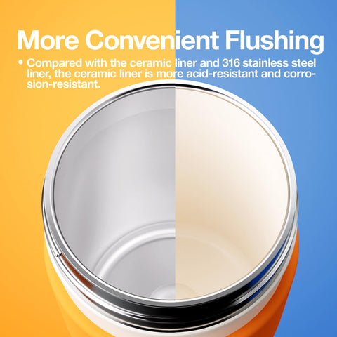 CHAKO LAB ceramic interior on stainless steel for clean-tasting beverages.