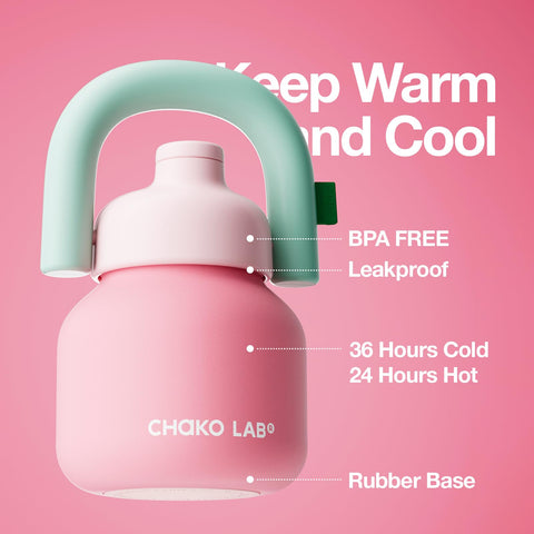 CHAKO LAB straw and carry handle design for convenient hydration on the go.
