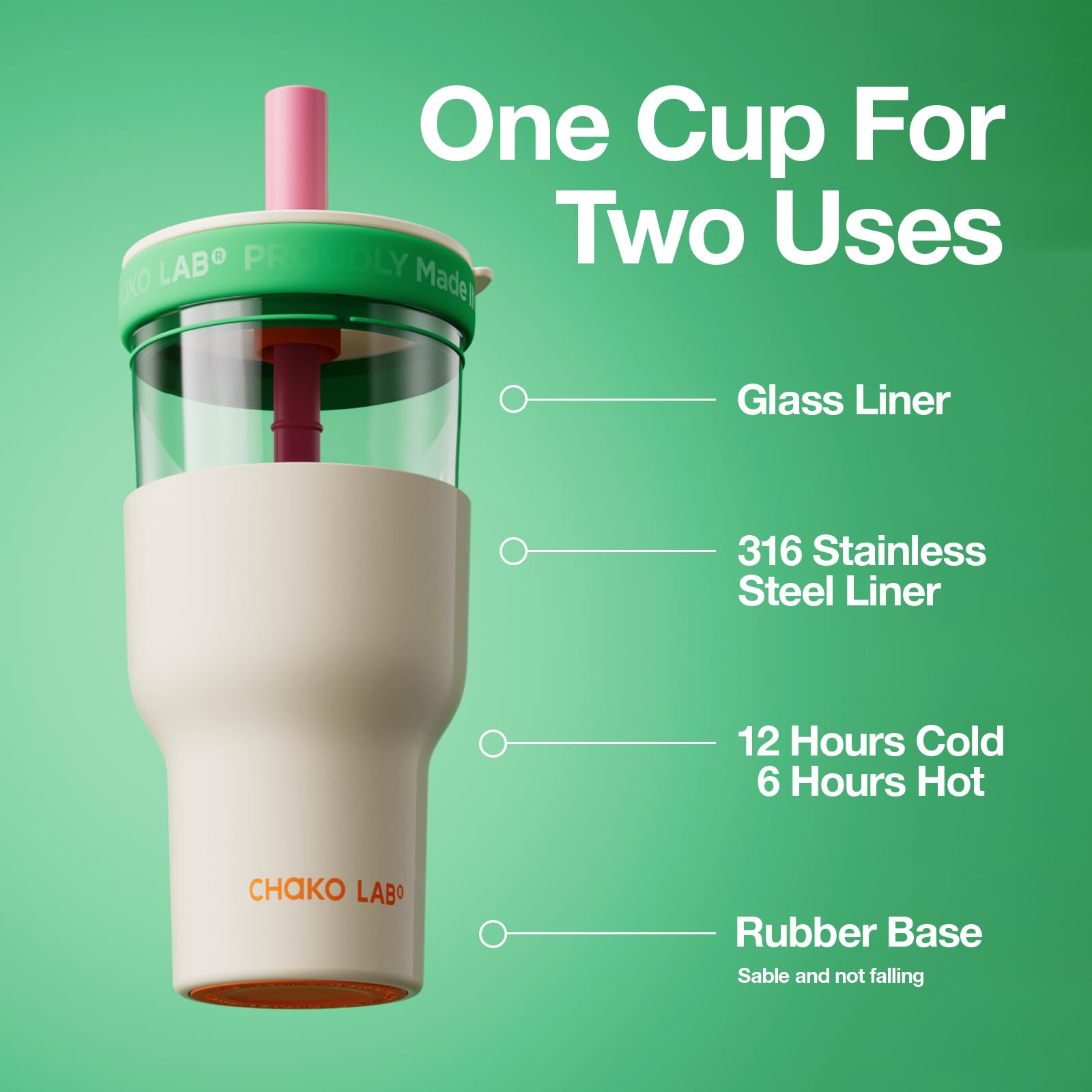 CHAKO LAB bottle with glass inner preserves clean taste during use