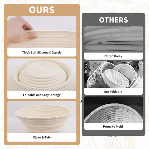 Cham-X non-stick surface banneton, prevents dough sticking.