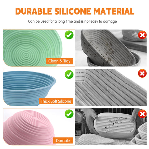 Cham-X silicone proofing basket with non-stick surface aids gentle dough release