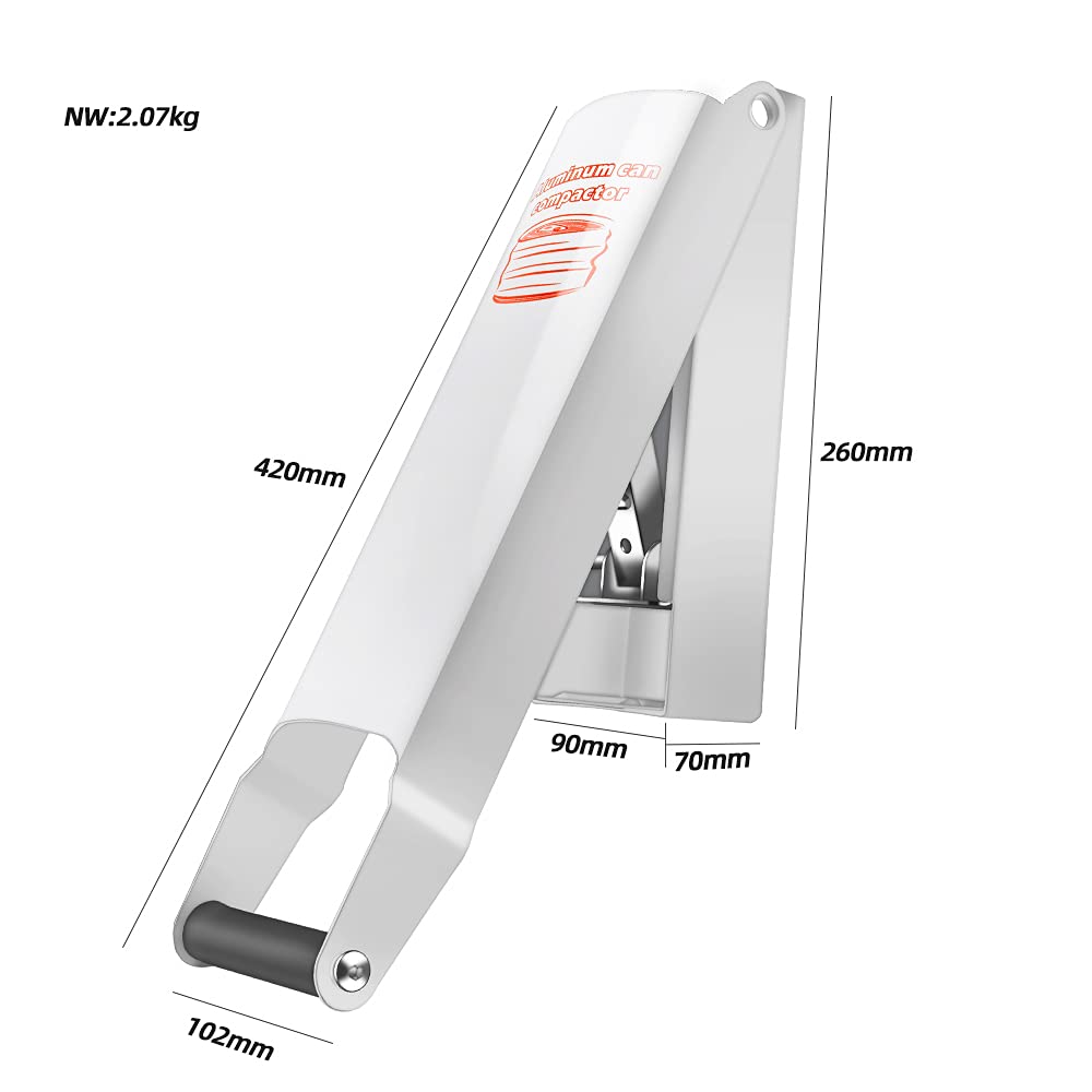 Chambridge wall-mount can crusher in white ready for tidy recycling with 12oz cans.