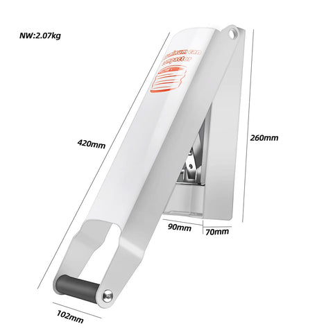Chambridge wall-mount can crusher in white ready for tidy recycling with 12oz cans.