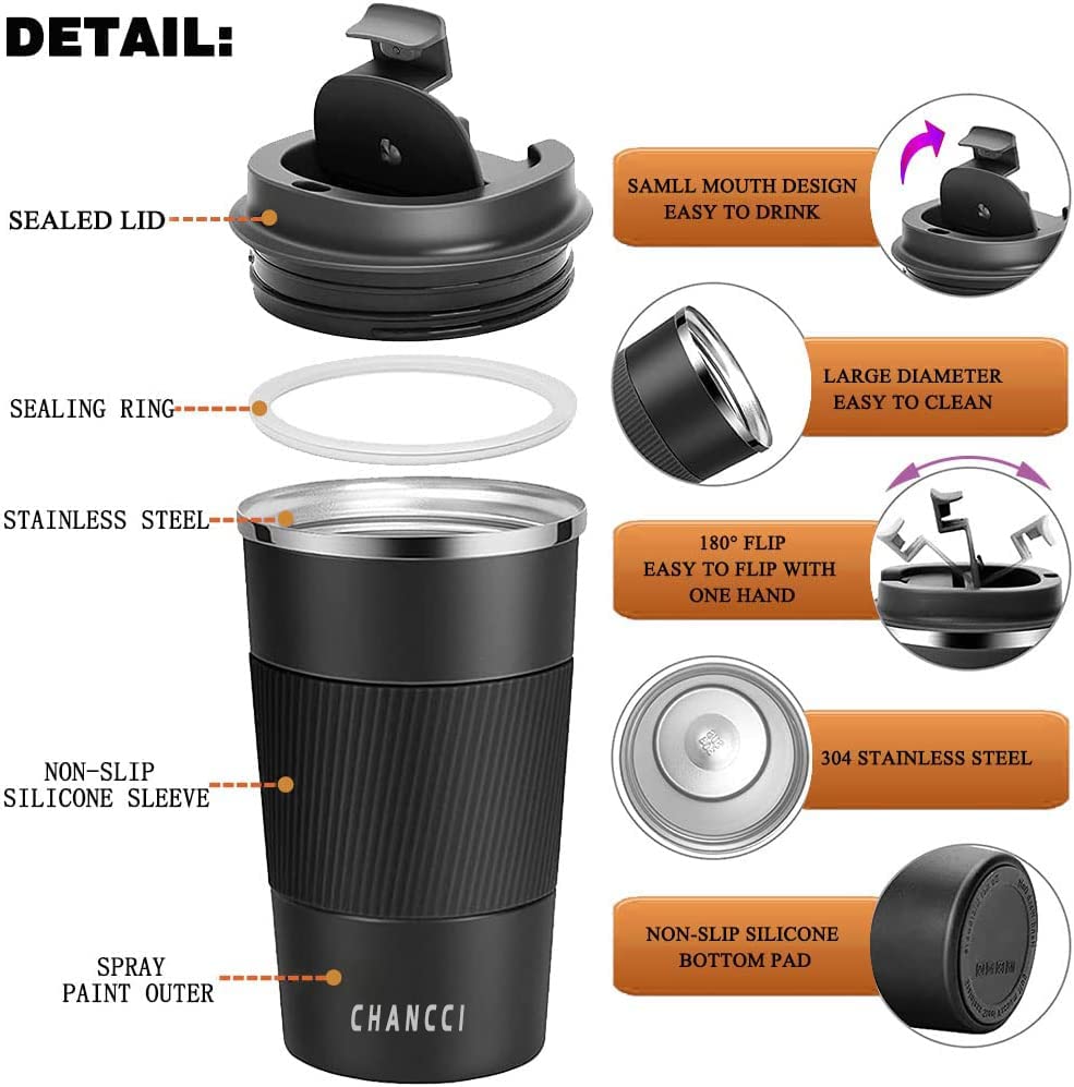 CHANCCI insulated stainless steel body keeps drinks hot or cold longer.