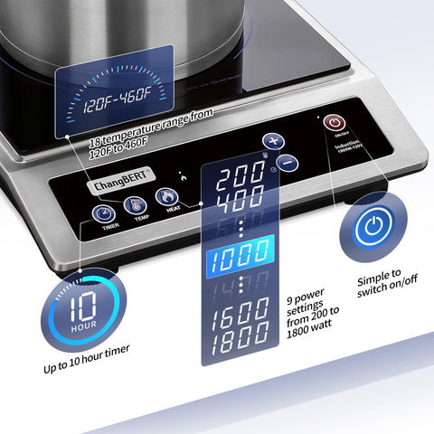 ChangBERT induction cooktop control panel with tactile buttons for precise operation.