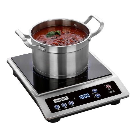 ChangBERT induction cooktop front view showing compact commercial design.