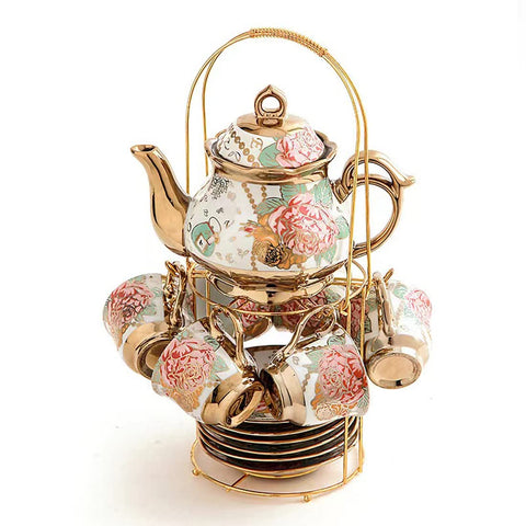 CHANJOON gold-plated red rose teapot for elegant tea moments
