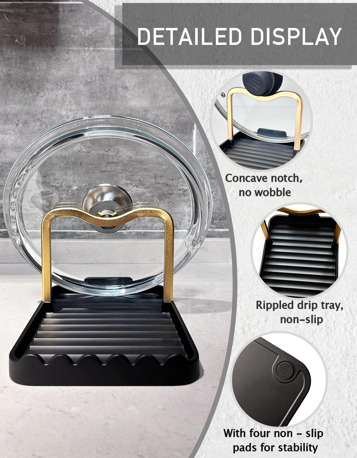 CHANNICORNER multifunctional kitchen rack supports utensils and lids.