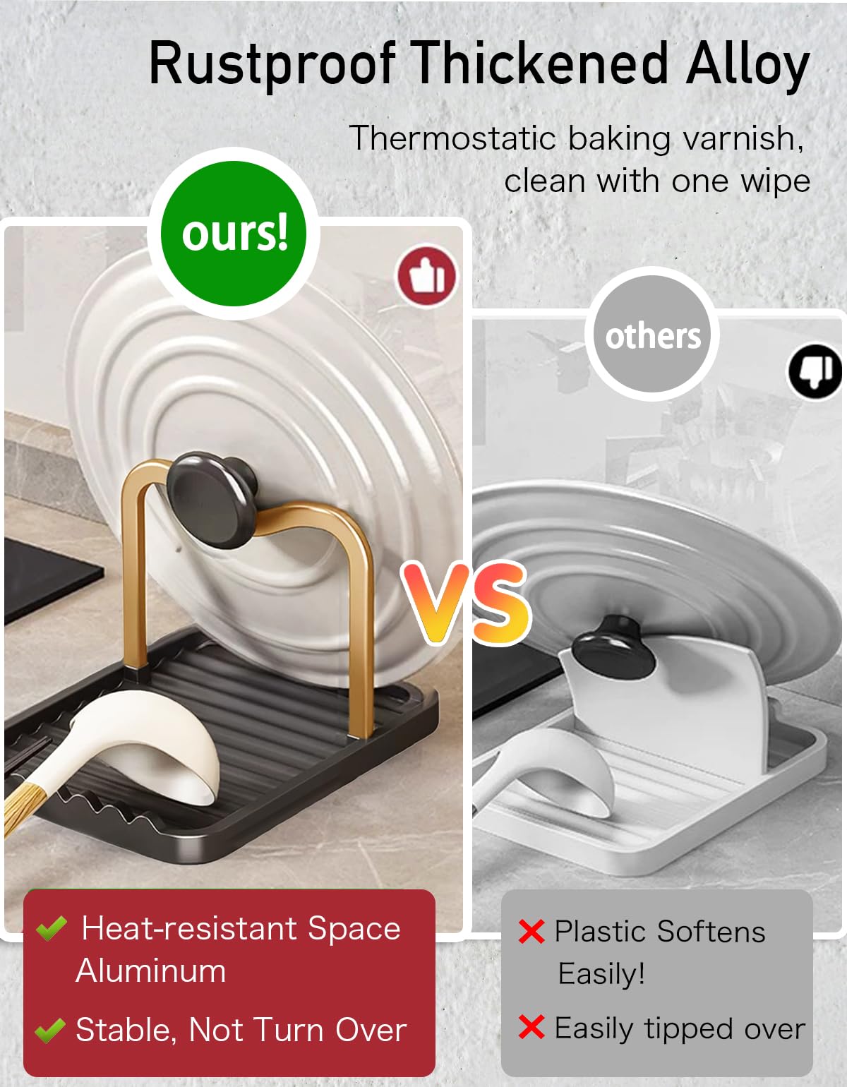 CHANNICORNER non-slip base prevents sliding on countertops.