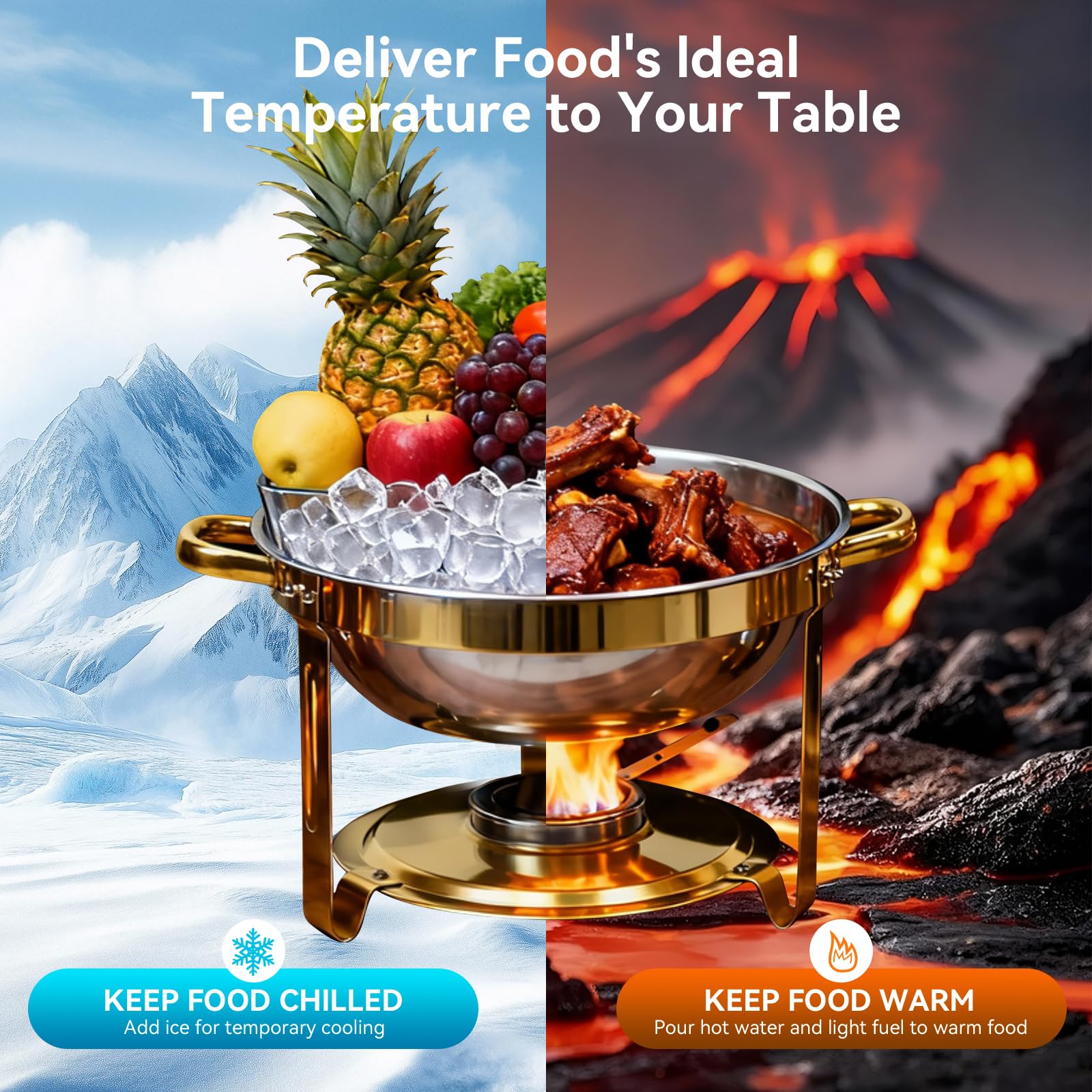 Charcofire gold dome cover protects food freshness during service