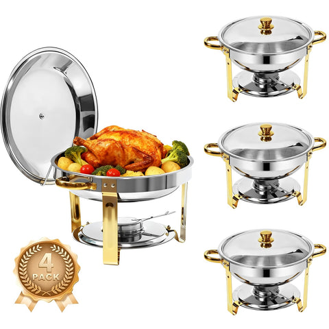 Charcofire round 6QT chafing dish ready for warm buffet service.