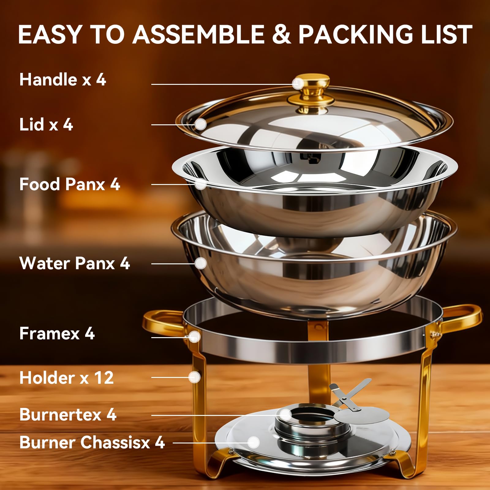 Charcofire silver finish chafing dish offers sleek catering appeal.