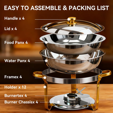 Charcofire silver finish chafing dish offers sleek catering appeal.