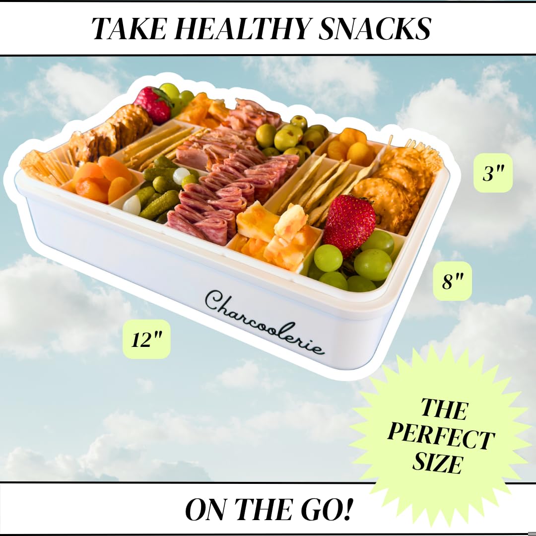 Charcoolerie's 16-compartment divider accommodates diverse snack selections.