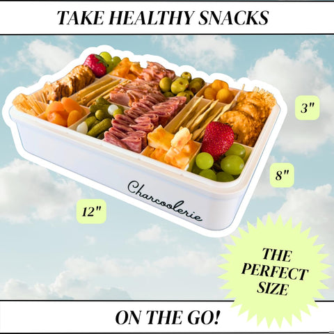 Charcoolerie's 16-compartment divider accommodates diverse snack selections.