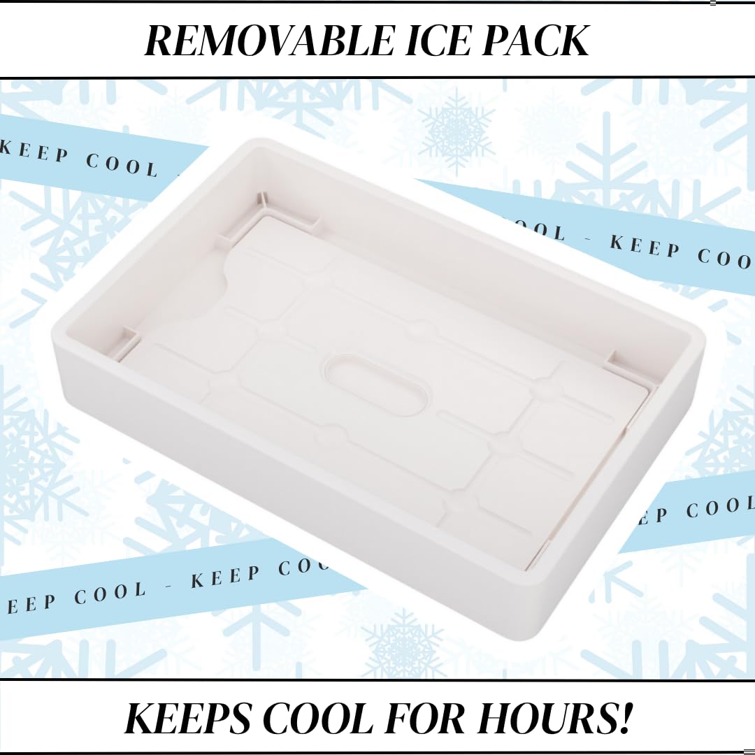 Charcoolerie snackle box ice pack keeps snacks cool for hours.