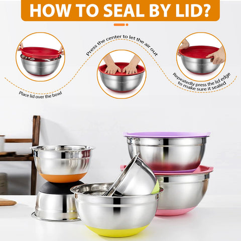 CHAREADA bowls have non-slip silicone bottoms to stabilize mixing