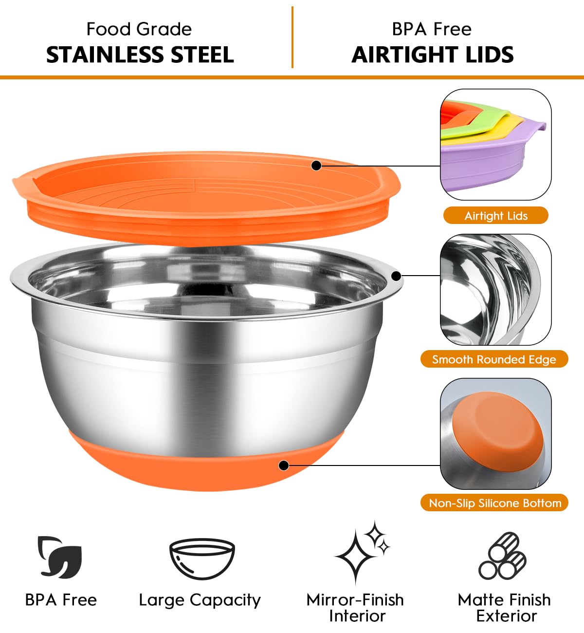 CHAREADA bowls with mirror interior and fingerprint-proof exterior for easy cleaning and shine