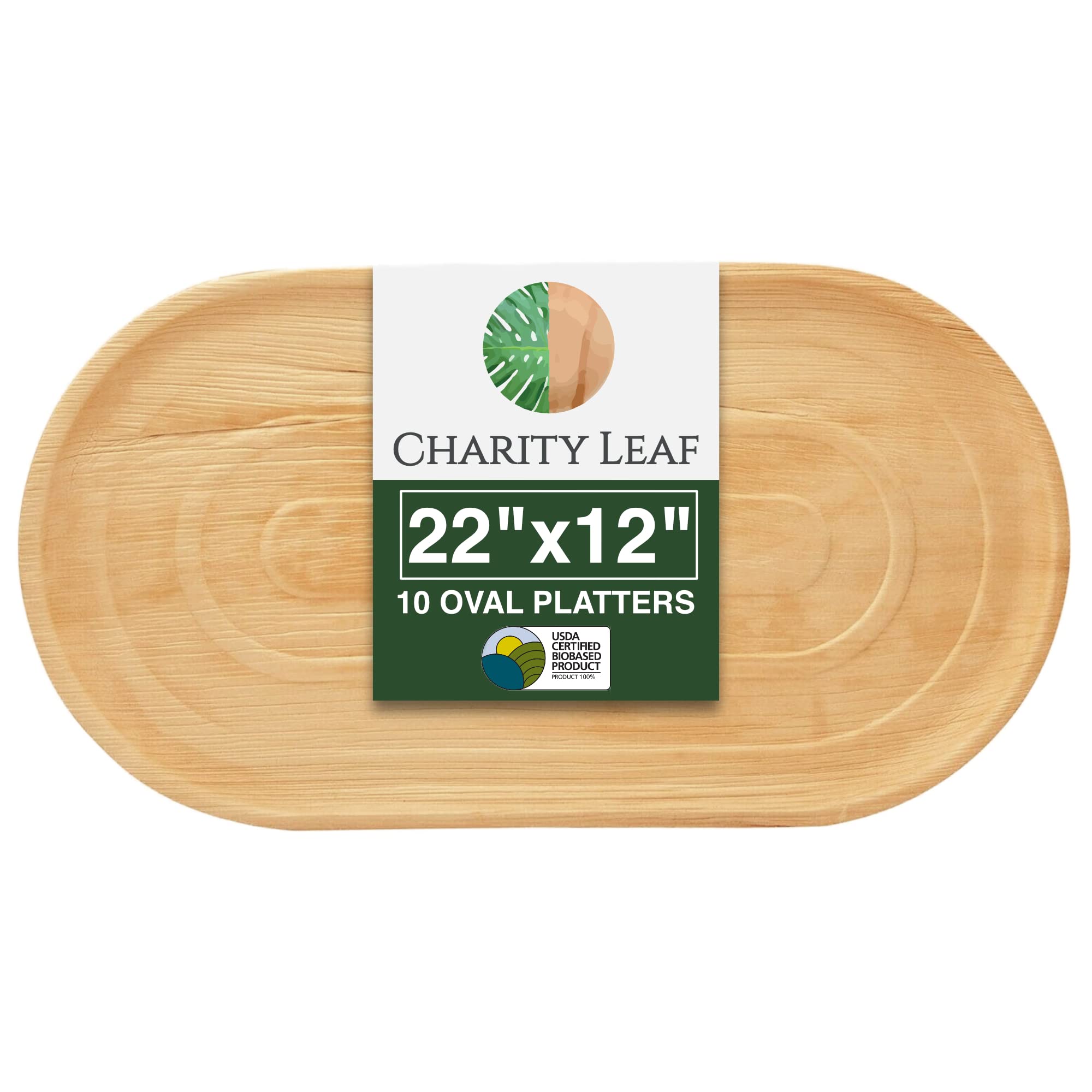 Charity Leaf palm leaf tray close-up texture for eco-friendly serving.