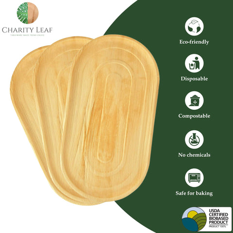 Charity Leaf ten-pack trays stacked, ideal for event prep.