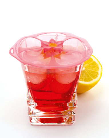 Charles Viancin hibiscus drink cover set 2 pink design keeps cold drinks fresh.