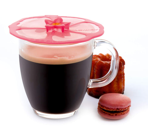 Charles Viancin hibiscus drink cover set 2 pink design dishwasher safe and easy to clean.