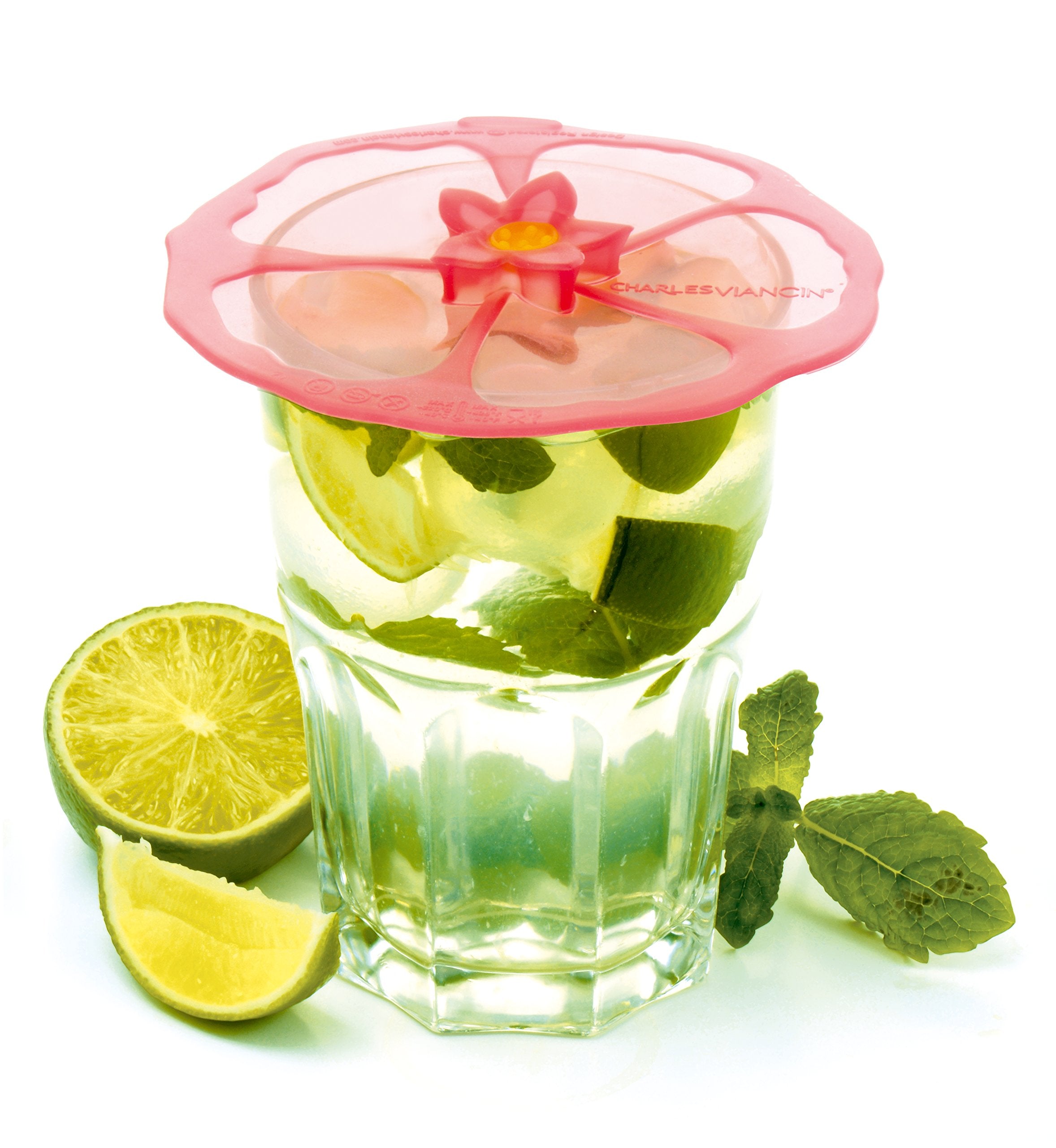 Charles Viancin hibiscus drink cover set 2 pink design compatible with common kitchen appliances.