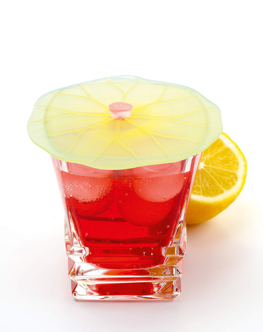Pest protection with Lilypad covers over juice glass.