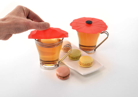 Charles Viancin Poppy drink cover with airtight seal preserves drink temperature.