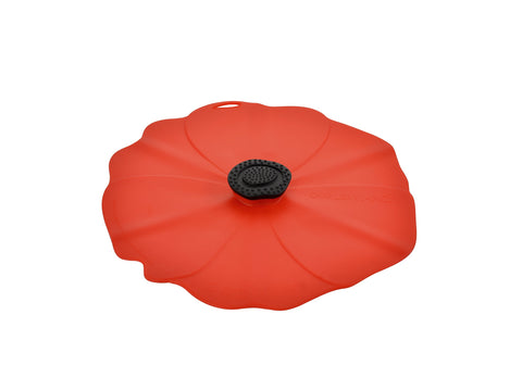 Charles Viancin Poppy lid 11inch on smooth rim creates an airtight seal.