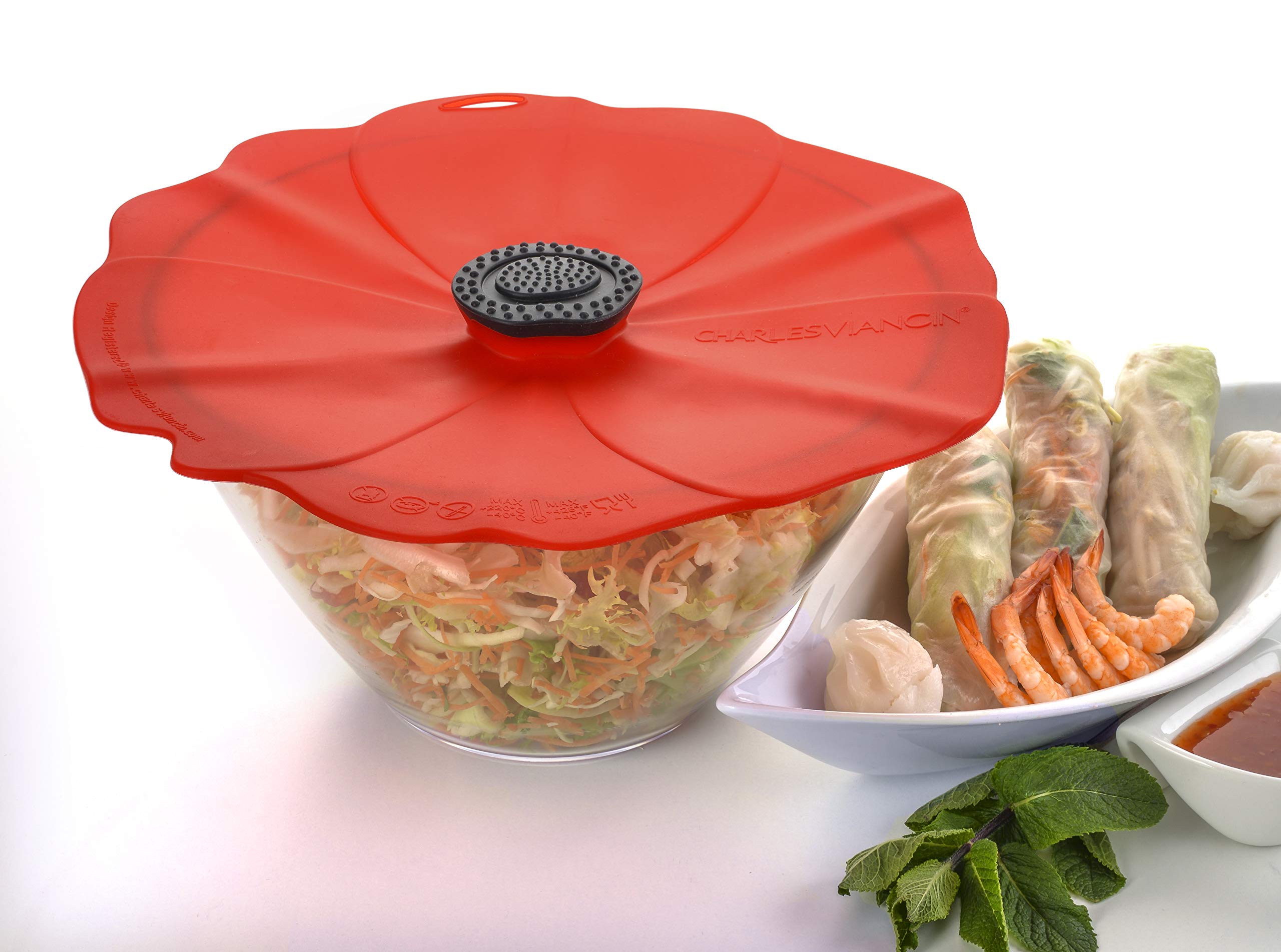 Charles Viancin Poppy lid helps reduce fridge odors and waste.