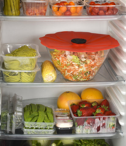 Charles Viancin Poppy lid safe for microwave reheating on bowls.