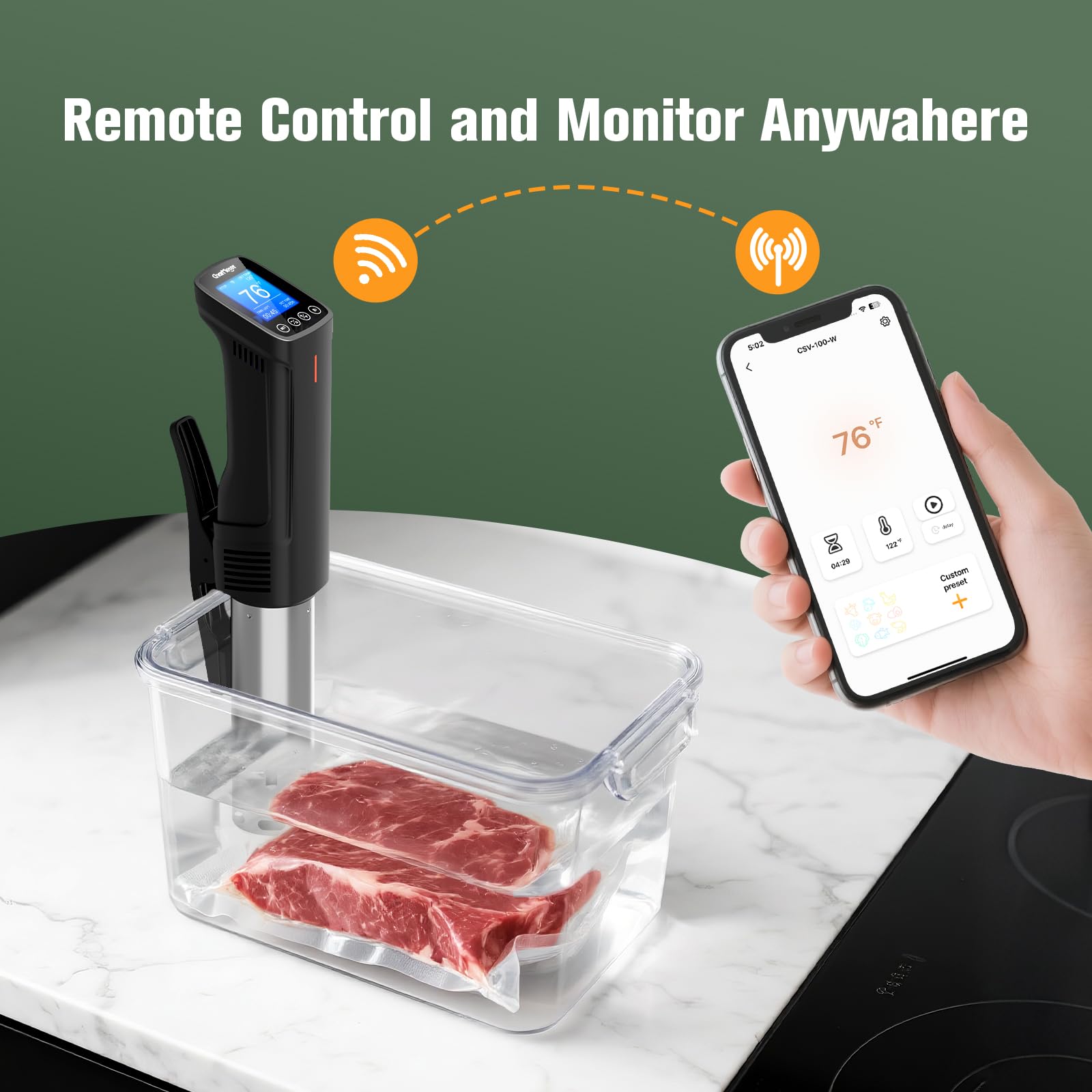 CharMeter CSV-100-W operates quietly for peaceful cooking