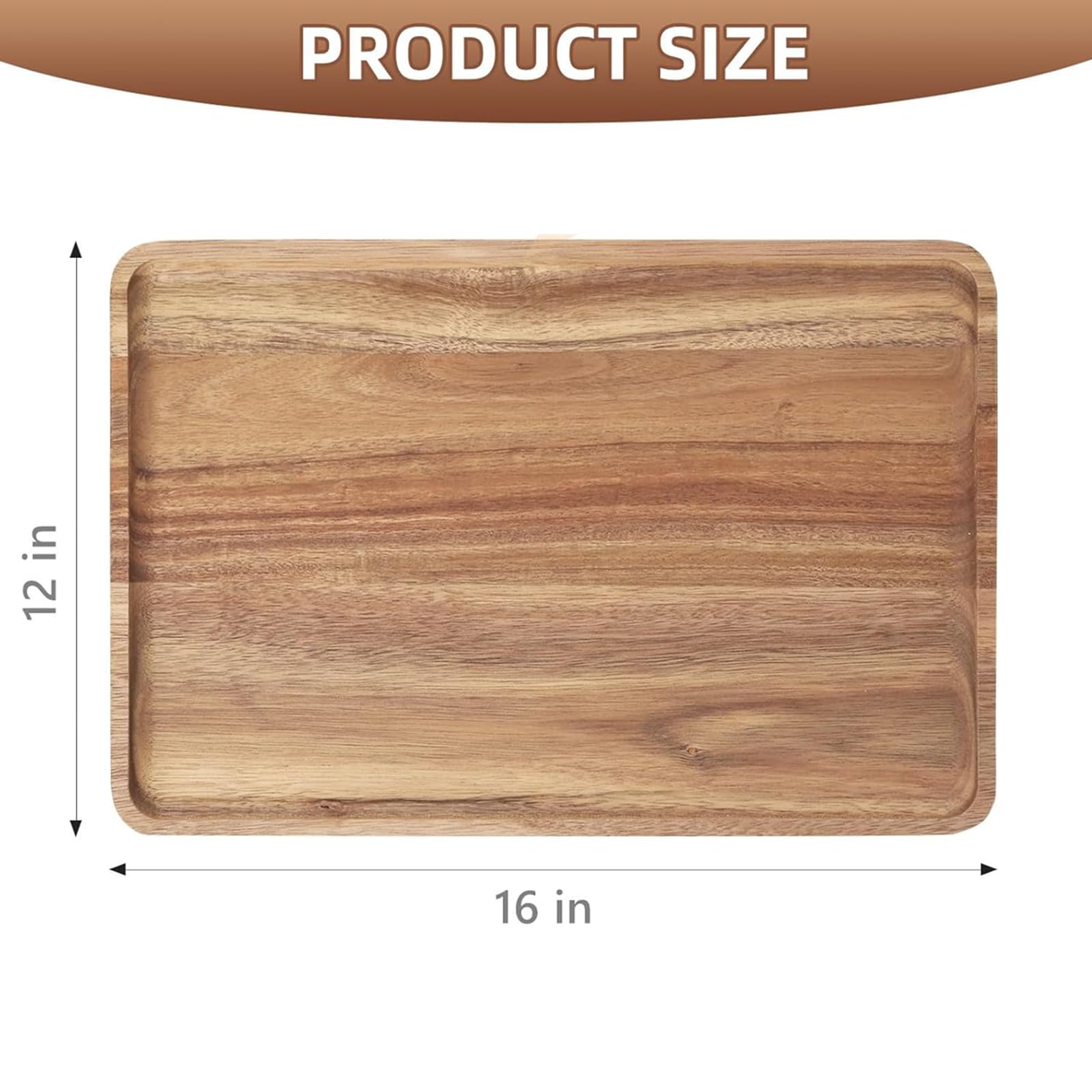 Charmlife acacia wood tray natural grain, elegant coffee table display